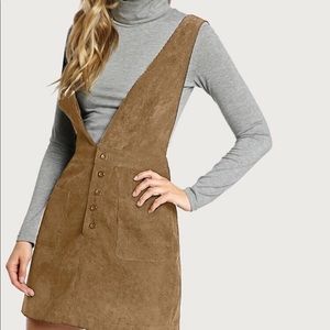 SHEIN Crisscross Buttoned Plunge Pinafore Dress, Size M